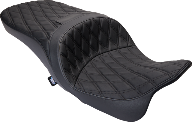 Drag Specialties Seats Freedom Seat with Vinyl Cover - Double Diamond Black Stitch for Harley FLH 2009-2023