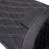 DRAG SPECIALTIES SEATS Freedom Seat with Vinyl Cover for Harley-Davidson FLH 2009-2023, Double Diamond Silver Stitch - Part 0801-1482