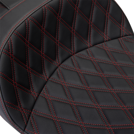 DRAG SPECIALTIES SEATS Freedom Seat with Vinyl Cover and Double Diamond Red Stitch for Harley FLH 2009-2023