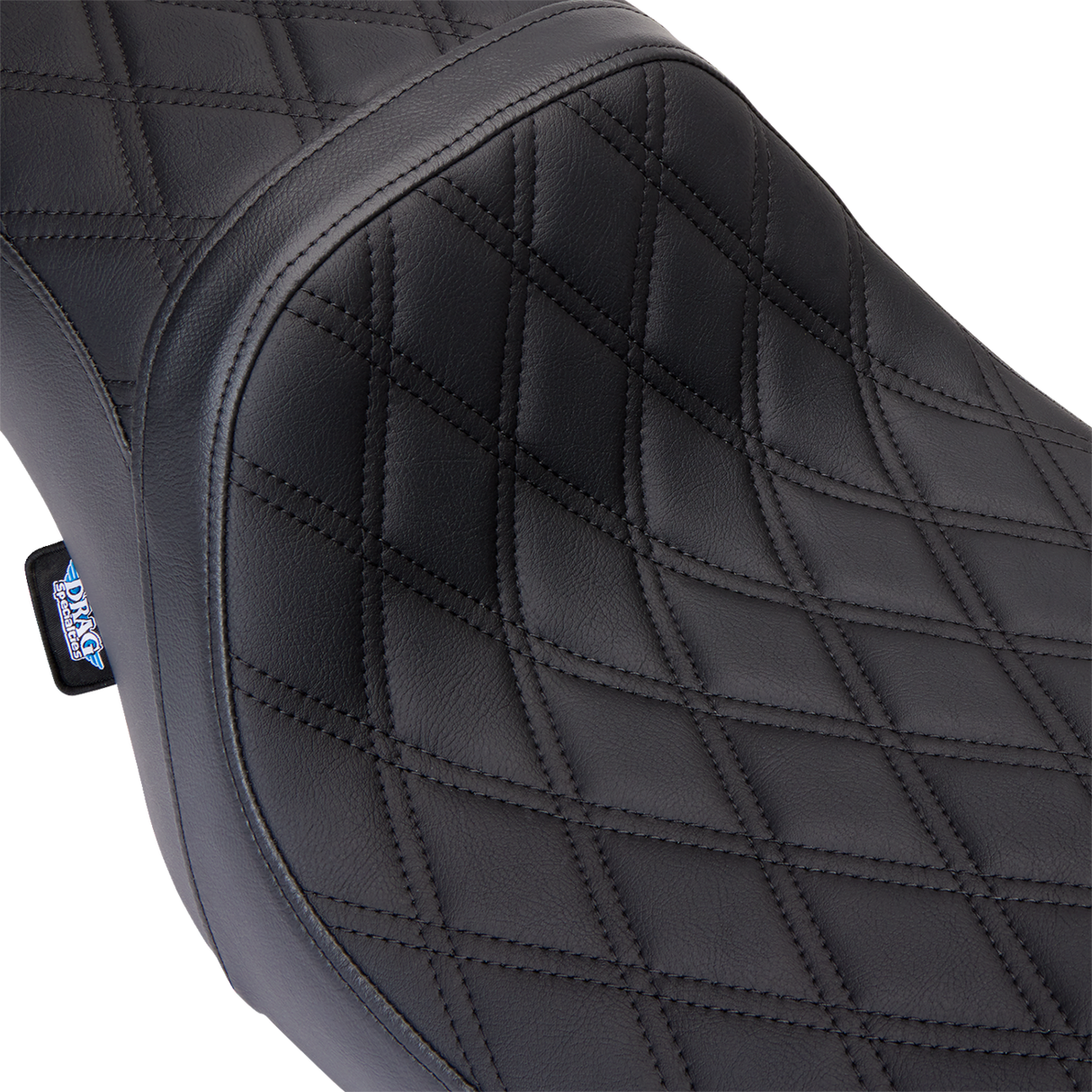 Drag Specialties Seats Predator 2-Up Seat for Harley FL Models 2008-2023 - Vinyl Double Diamond Black Stitch