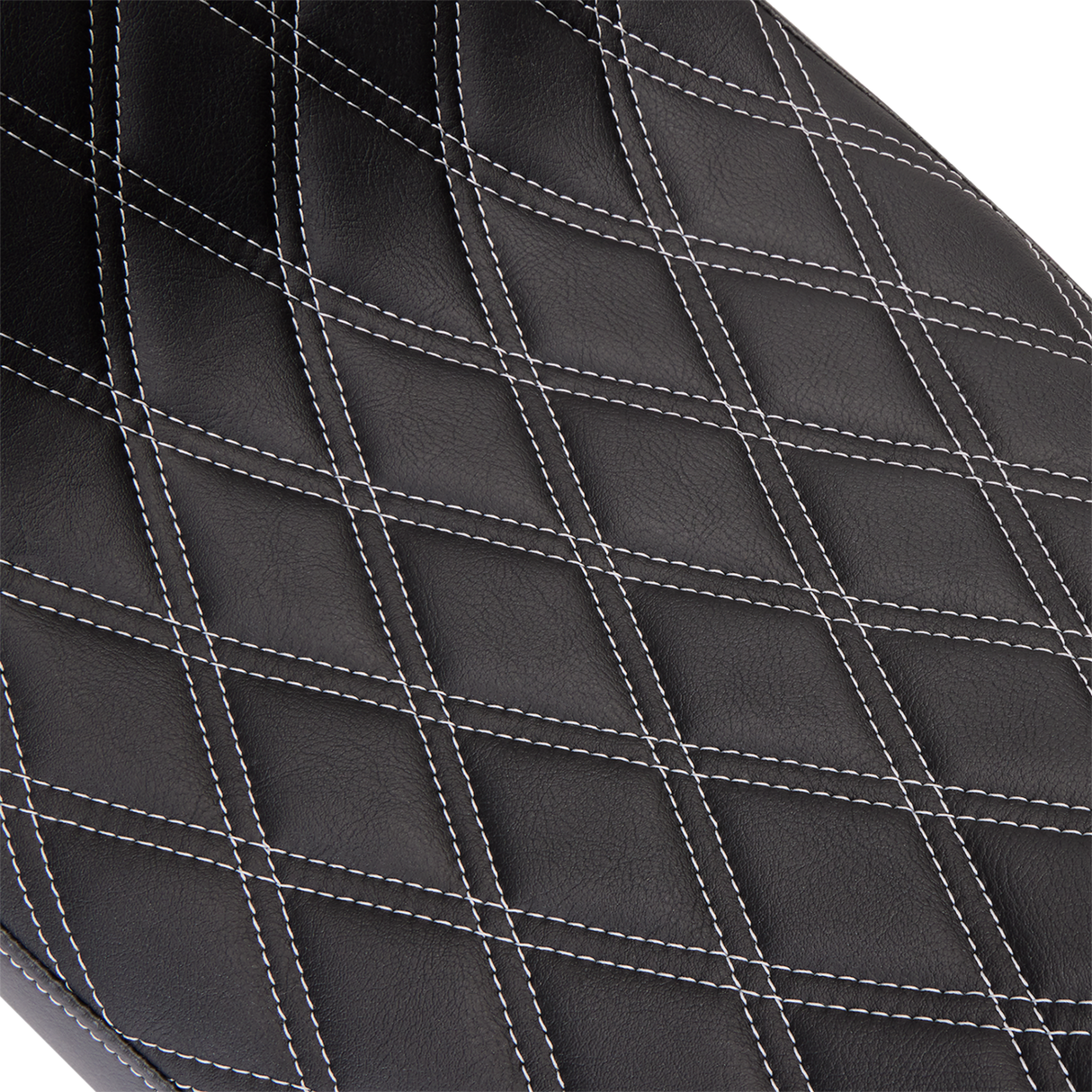 Drag Specialties Seats Predator 2-Up Seat for Harley FL '08-'23 - Vinyl with Double Diamond Silver Stitch - Fits Touring Models