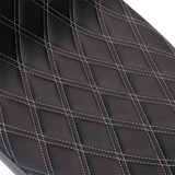 Drag Specialties Seats Predator 2-Up Seat for Harley FL '08-'23 - Vinyl with Double Diamond Silver Stitch - Fits Touring Models