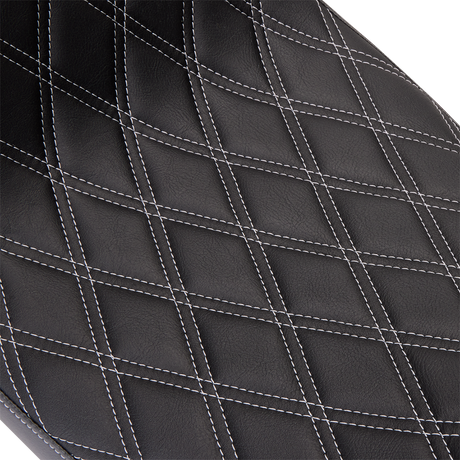 Drag Specialties Seats Predator 2-Up Seat for Harley FL '08-'23 - Vinyl with Double Diamond Silver Stitch - Fits Touring Models