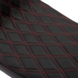 Drag Specialties Seats Predator 2-Up Seat for Harley FL 2008-2023 with Double Diamond Red Stitch and Vinyl Finish