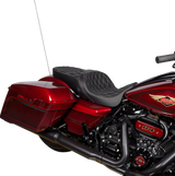 DRAG SPECIALTIES SEATS Freedom Seat with Vinyl Cover for Harley-Davidson FLH 2009-2023, Double Diamond Silver Stitch - Part 0801-1482