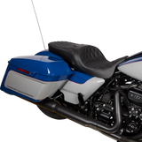 Drag Specialties Seats Freedom Seat with Vinyl Cover - Double Diamond Black Stitch for Harley FLH 2009-2023