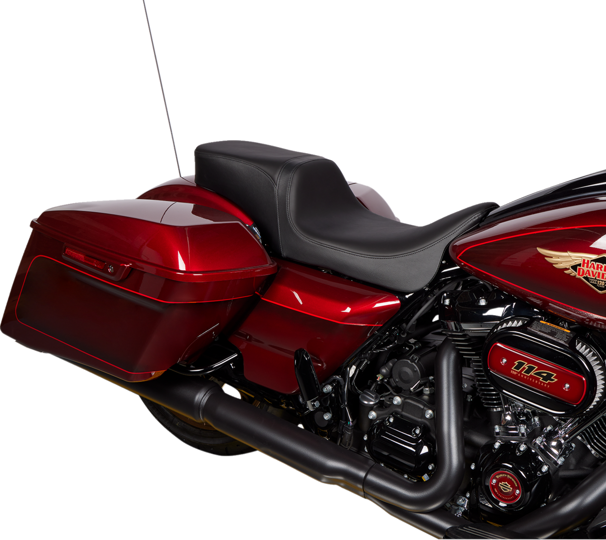 DRAG SPECIALTIES SEATS Predator 2-Up Seat for Harley FL 2008-2023 - Solar Leather Black, Smooth Finish