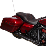 DRAG SPECIALTIES SEATS Freedom Seat with Vinyl Cover and Double Diamond Red Stitch for Harley FLH 2009-2023