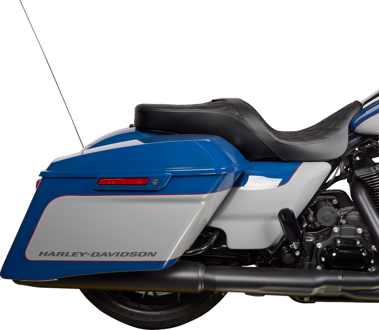 Drag Specialties Seats Freedom Seat with Vinyl Cover - Double Diamond Black Stitch for Harley FLH 2009-2023