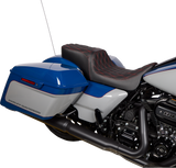 Drag Specialties Seats Predator 2-Up Seat for Harley FL 2008-2023 with Double Diamond Red Stitch and Vinyl Finish