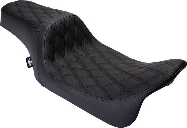 Drag Specialties Seats Predator 1Up Seat with Vinyl Cover for Harley FLH 2008-2023, Double Diamond Black Stitch - Part #0801-1483