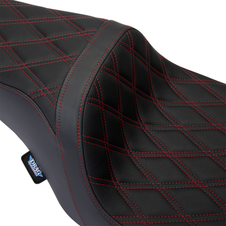 DRAG SPECIALTIES SEATS Predator 1Up Seat for Harley FLH 2008-2023 with Vinyl Cover and Double Diamond Red Stitch