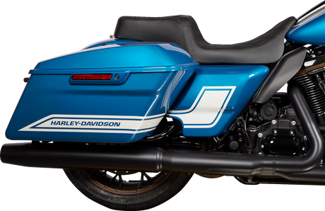 Drag Specialties Seats Predator 1Up Seat with Vinyl Cover for Harley FLH 2008-2023, Double Diamond Black Stitch - Part #0801-1483