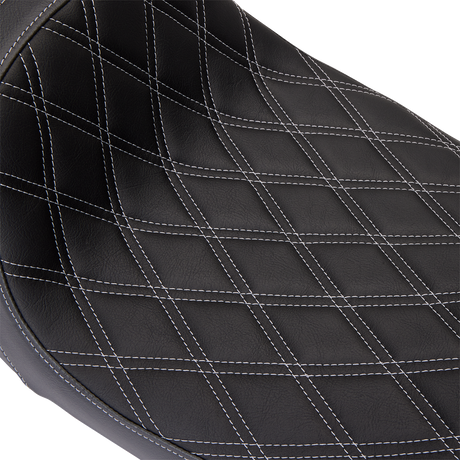 Drag Specialties Seats Predator 1Up Seat for Harley FLH 2008-2023 with Vinyl Cover and Double Diamond Silver Stitch