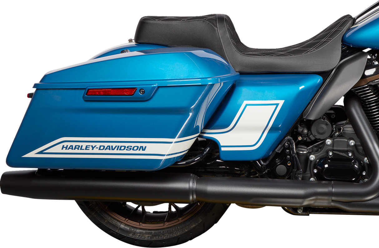 Drag Specialties Seats Predator 1Up Seat for Harley FLH 2008-2023 with Vinyl Cover and Double Diamond Silver Stitch