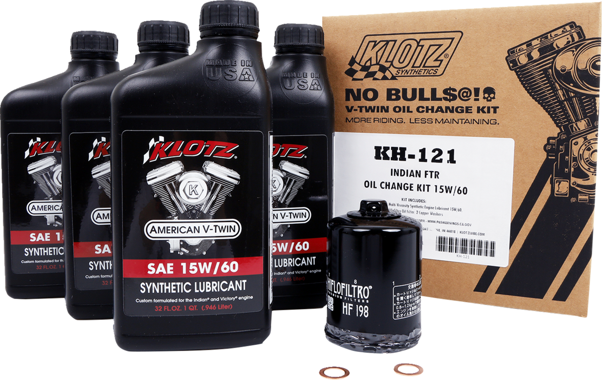 KLOTZ OIL Oil Change Kit - Indian FTR - 15W-60 KH-121