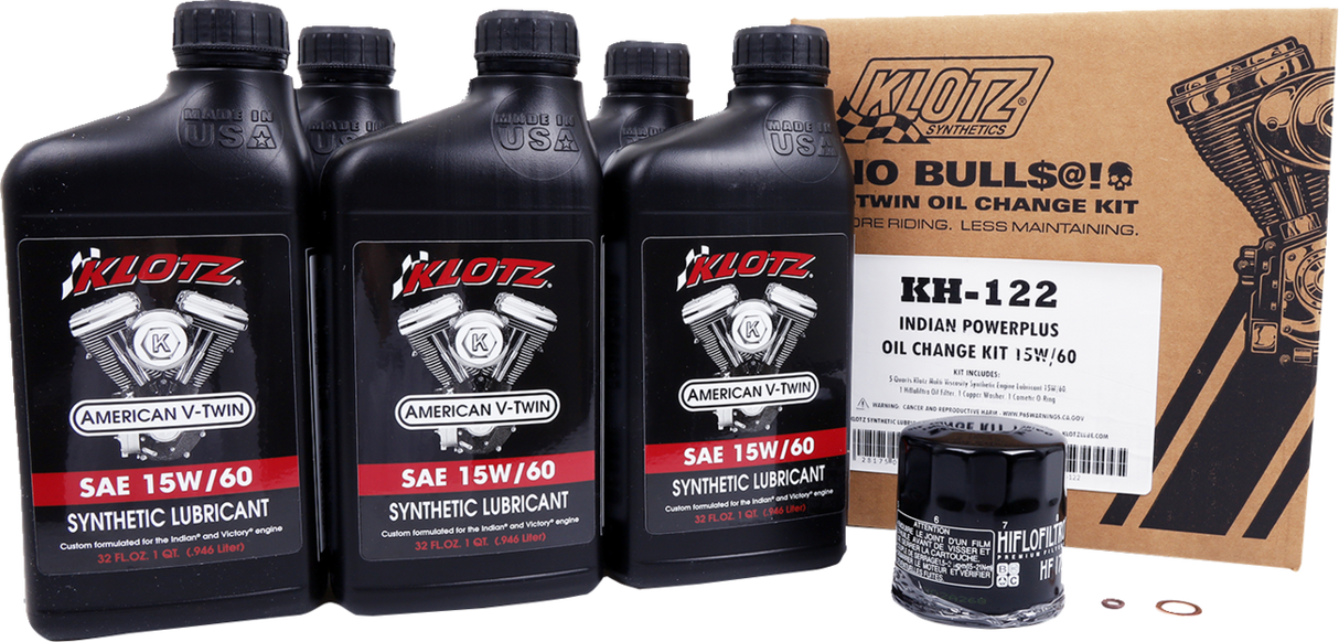 KLOTZ OIL Oil Change Kit - Indian Powerplus - 15W-60 KH-122