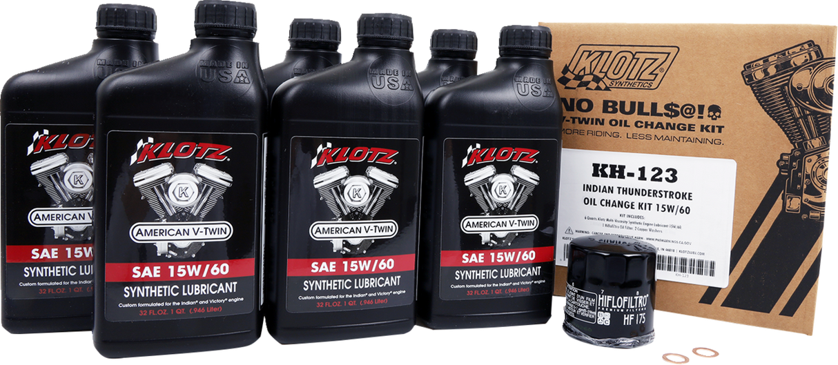 KLOTZ OIL Oil Change Kit - Indian Thunderstroke - 20W-40 KH-123