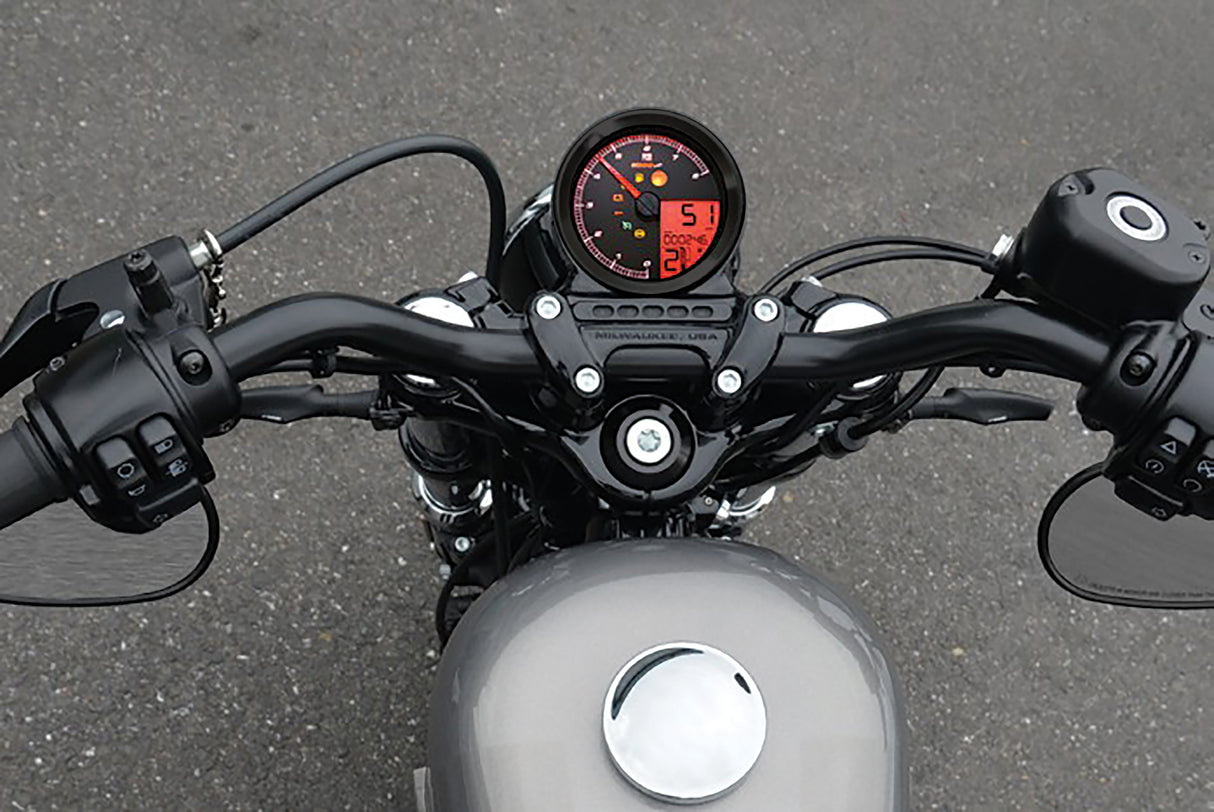 KOSO BA051211 Speedo / Tach Black Bezel LCD Color Change Display for Harley Davidson XL883N Iron 883 and XL883L Super Low (2005-2013)