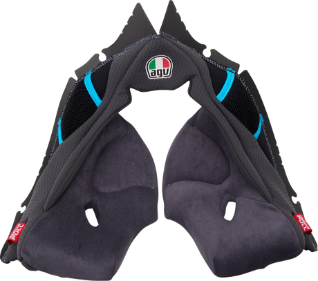 AGV Pista GP RR Cheek Pads - Gray/Cyan for AGV Pista GP RR Helmets, Size 2XL