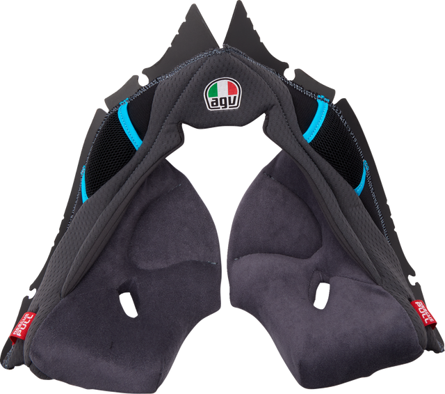 AGV Pista GP RR Cheek Pads - Gray/Cyan for AGV Pista GP RR Helmets, Size 2XL