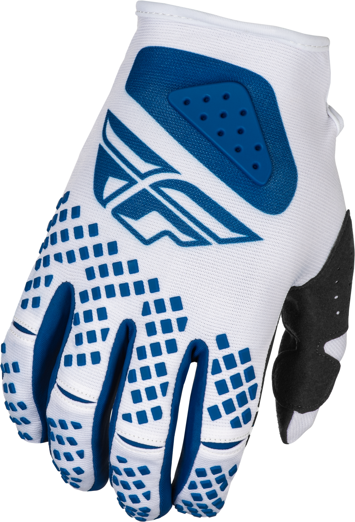 Fly Racing Kinetic Center Gloves White/Navy Small - Lightweight Race Gloves with Reinforced Palm and Ventilated Features