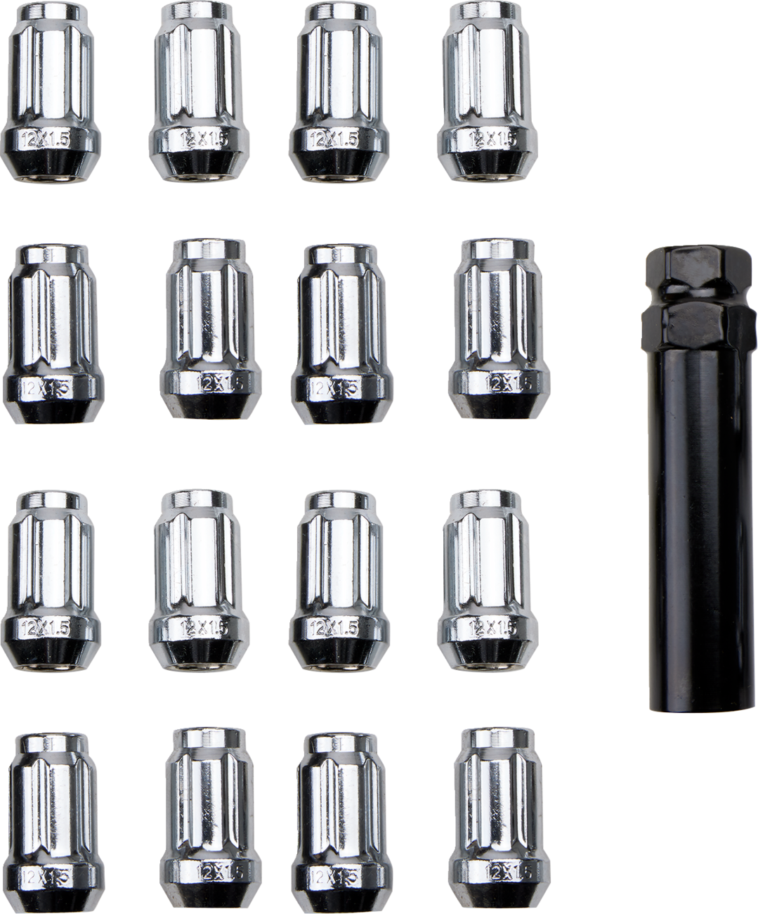 ITP Lug Nuts - 60° Tapered - Chrome - M12 x 1.50 - Splined with Key - 20 Pack ALUG22BX