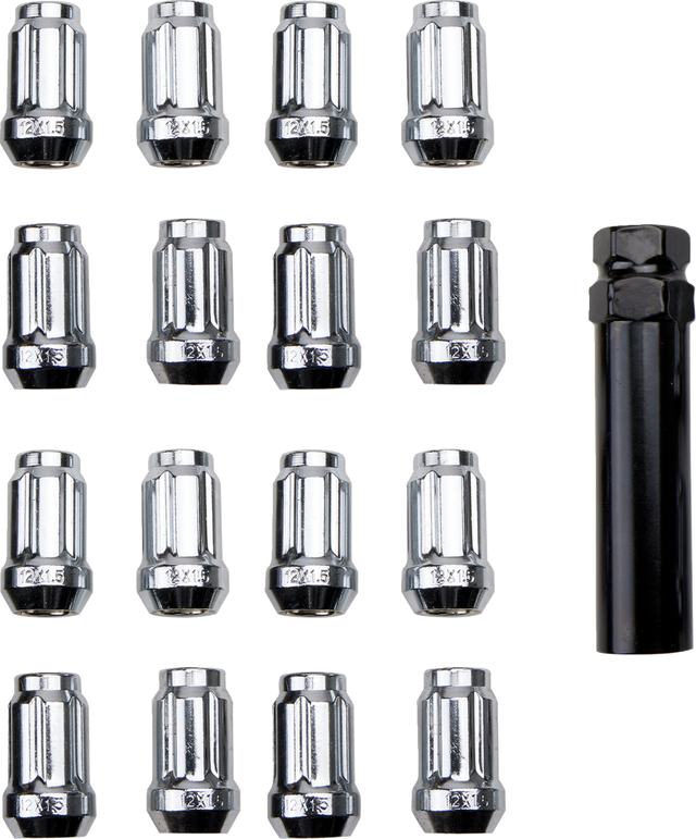 ITP Lug Nuts - 60° Tapered - Chrome - M12 x 1.50 - Splined with Key - 20 Pack ALUG22BX