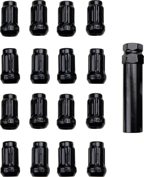 ITP Lug Nuts - 60° Tapered - Black - M12 x 1.50 - Splined with Key - 16 Pack BLUG20BX