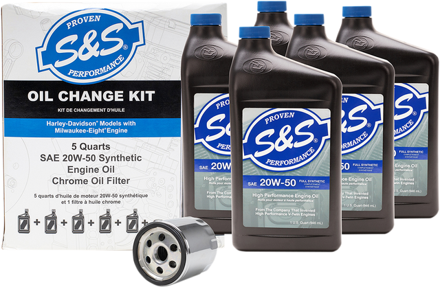 S&S CYCLE Oil Change Kit - Black Filter - M8 - 5 US quarts 218945