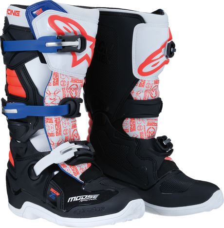 MOOSE OFFROAD Youth Tech 7S Boots - Black/White/Red/Blue - US 8 0215024-1297-8