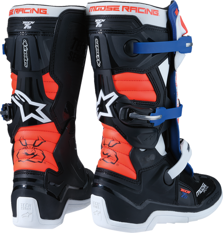 MOOSE OFFROAD Youth Tech 7S Boots - Black/White/Red/Blue - US 7 0215024-1297-7