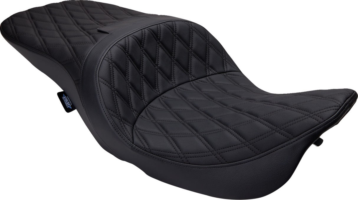 DRAG SPECIALTIES SEATS Freedom Seat with Vinyl Cover for Harley FLH 1997-2007, Double Diamond Black Stitch - Part #08011504-4676B