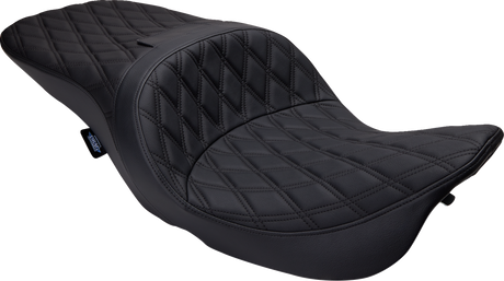 DRAG SPECIALTIES SEATS Freedom Seat with Vinyl Cover for Harley FLH 1997-2007, Double Diamond Black Stitch - Part #08011504-4676B