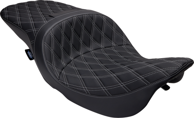 DRAG SPECIALTIES SEATS Freedom Seat for Harley FLH 1997-2007 with Vinyl Cover and Double Diamond Silver Stitch - Model 08011506-4676C