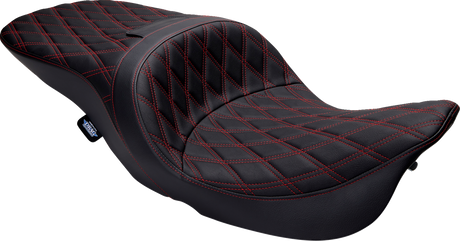 DRAG SPECIALTIES SEATS Freedom Seat - Vinyl - Double Diamond Red Stitch for Harley FLH 1997-2007