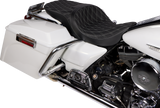 DRAG SPECIALTIES SEATS Freedom Seat for Harley FLH 1997-2007 with Vinyl Cover and Double Diamond Silver Stitch - Model 08011506-4676C