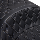 DRAG SPECIALTIES SEATS Freedom Seat for Harley FLH 1997-2007 with Vinyl Cover and Double Diamond Silver Stitch - Model 08011506-4676C