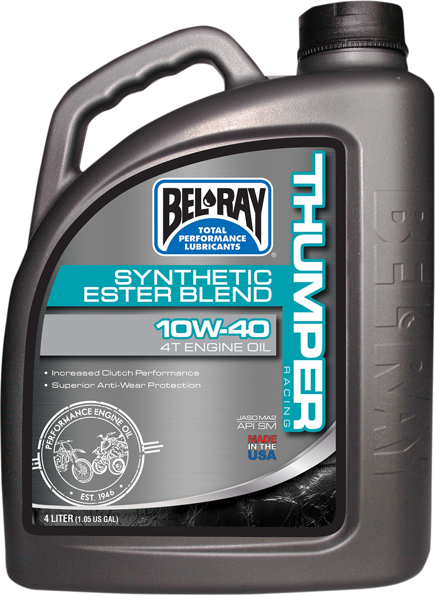 BEL-RAY Thumper Synthetic Blend 4T Oil 10W-40 - 4L for Off-Road & Racing Motorcycle Engines, Part 99520-B4LW