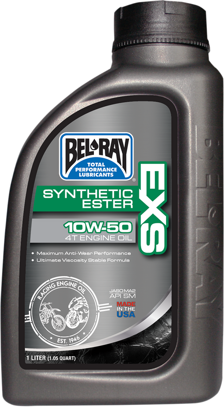 BEL-RAY EXS Synthetic 4T Oil 10W-50 - 1 Quart - Fits Kawasaki, Honda, Yamaha, Suzuki, and More – Part Number 99160-B1LW