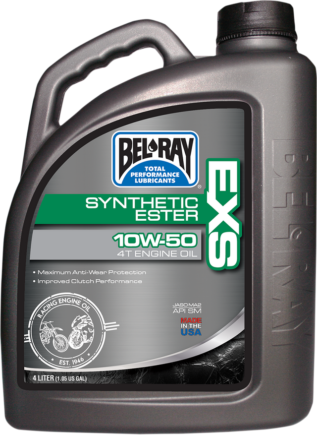 BEL-RAY EXS Synthetic 4T Oil 10W-50 for On-Road and Off-Road Motorcycles - 4L, Part No. 99160-B4LW