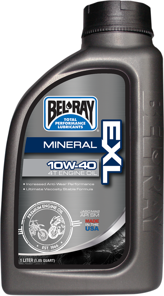 BEL-RAY EXL 4T Mineral Oil 10W-40 - 1L for Motorcycle Engines with Superior Protection