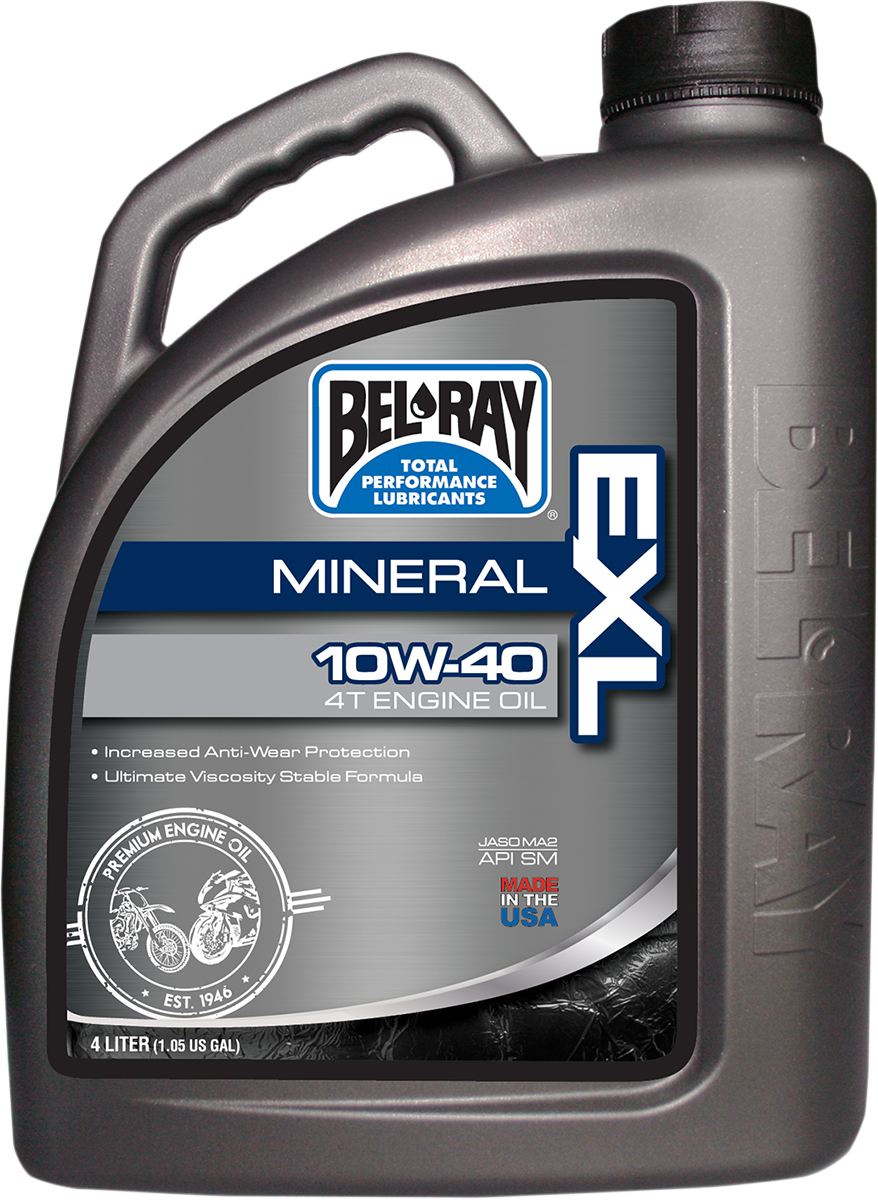 BEL-RAY EXL 4T 10W-40 Mineral Engine Oil - 4L for Motorcycle and ATV Engines