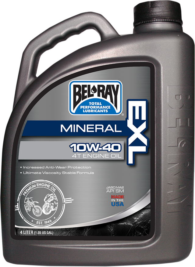 BEL-RAY EXL 4T 10W-40 Mineral Engine Oil - 4L for Motorcycle and ATV Engines