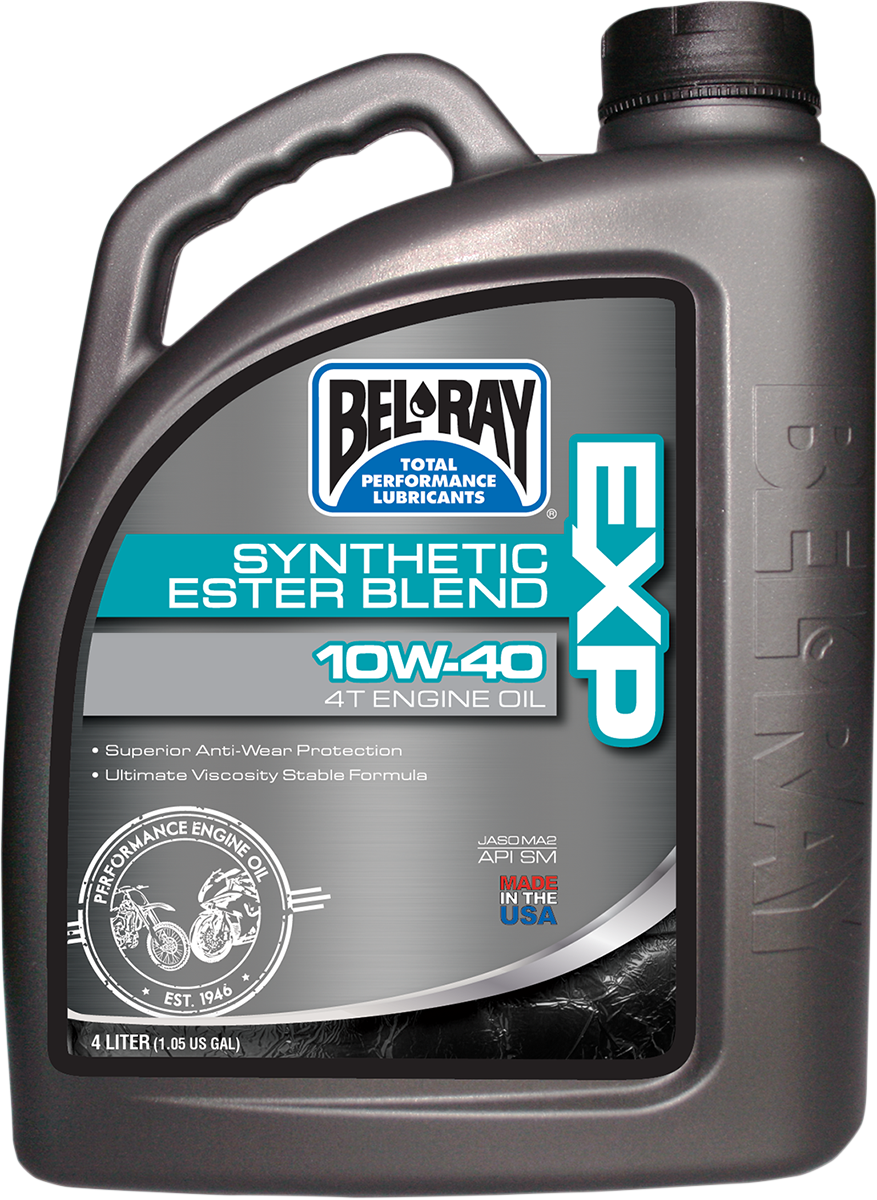 BEL-RAY EXP Synthetic Blend 4T Oil 10W-40 for Scooter and Motorcycle Transmission - 4L (Part #99120-B4LW)