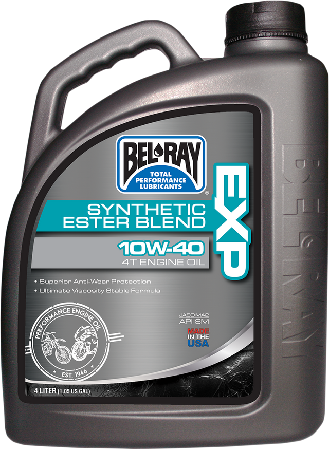 BEL-RAY EXP Synthetic Blend 4T Oil 10W-40 for Scooter and Motorcycle Transmission - 4L (Part #99120-B4LW)