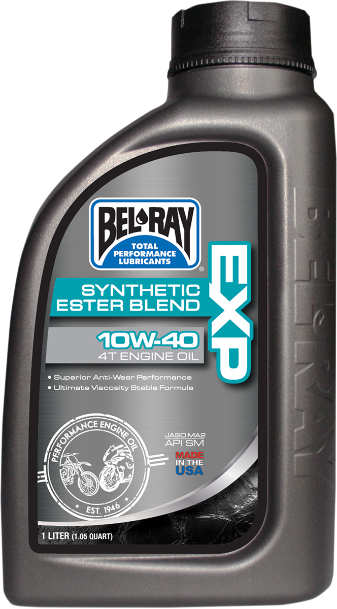 BEL-RAY EXP Synthetic Blend 4T Oil 10W-40 - 1L for On-Road and Off-Road Scooters and Motorcycles