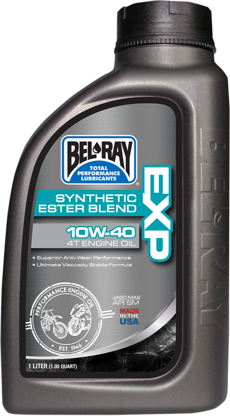 BEL-RAY EXP Synthetic Blend 4T Oil 10W-40 - 1L for On-Road and Off-Road Scooters and Motorcycles