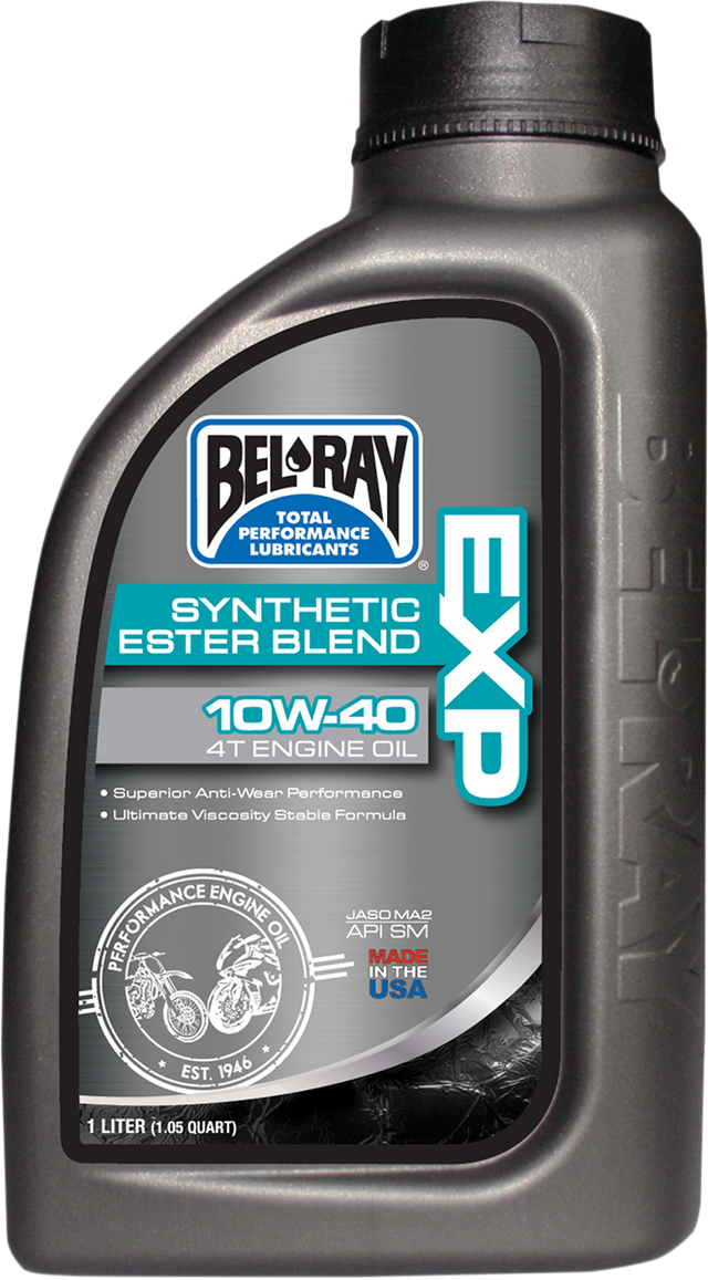 BEL-RAY EXP Synthetic Blend 4T Oil 10W-40 - 1L for On-Road and Off-Road Scooters and Motorcycles