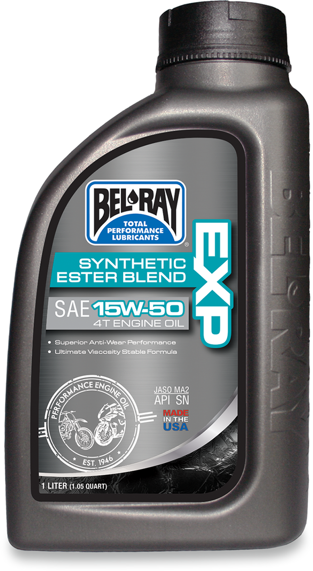 BEL-RAY EXP Synthetic Blend 4T Oil 15W-50 - 1L for Recreational and Performance Scooters, On-Road & Off-Road Vehicles - Part 99130-B1LW